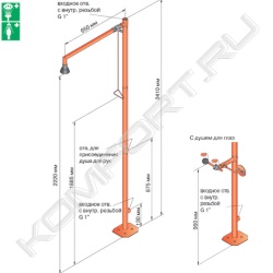 Душ аварийный стационарный для тела с душем для глаз, Broen Lab 17 955.009