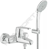 Общее описание <br/>  <br/> Немецкая компания Grohe производит надежную сантехническую арматуру, которая обладает отличным современным стилем и долговечностью, благодаря высококачественным материалам изготовления. Смесители Essence для душа, производимые компанией Grohe, являются не только экономичными и долговечными благодаря новейшим технологиям производства, а также обладают современным дизайном, который без труда впишется в любой интерьер.   <br/>  <br/> Основные характеристики <br/>  <br/> - Материал – латунь <br/> - Цвет - хром  <br/> - Давление воды – 1-5 бар <br/> - Рабочее давление – 10 бар <br/> - Испытательное давление – 16 бар <br/> - Вынос – 96 мм <br/> - Присоединительный размер – 1/2" <br/> - Запорный клапан – керамический картридж 46 мм <br/> - Расход при давлении воды 3 бар для ванны – 20 л/мин <br/> - Температура горячей воды на входе – max 80°С <br/> - Рекомендовано (экономия энергии) - 60°С <br/> - Вес – 3,5 кг <br/> - Количество монтажных отверстий – 2 <br/> - Монтаж – на стену <br/>  <br/> Возможности и назначение <br/>  <br/> Данная модель смесителей Essence для душа оборудована обратными клапанами, которые позволяют пропускать поток воды только в нужном направлении, что предотвращает возникновение обратного потока воды в корпусе смесителя в случае резкого падения давления. Смесители Essence для душа, производимые компанией Grohe, отличаются неповторимым качеством хода, благодаря картриджам, изготовленным по технологии Grohe SilkMove. Картриджи – это главный механизм смесителя,  картриджи фирмы Grohe комплектуются керамическими дисками, которые покрываются специальным покрытием Teflon,  что обеспечивает плавное скольжение относительно друг друга и как следствие точную регулировку напора и температуры воды. Применение смесителей Essence для душа, с открытыми водонагревателями не предусмотрено. Поверхность смесителей Essence для душа, производимых компанией Grohe, тщательно покрыта слоем высококачественного хрома, с помощью технологии Grohe StarLight, благодаря чему не тускнеет и обладает уникальной износоустойчивостью.  <br/>  <br/> Комплект поставки <br/>  <br/> - Смеситель для душа <br/> - S-образный эксцентрики <br/> - Техническое руководство <br/> - Инструкция по уходу <br/>  <br/> Дополнительная информация <br/>  <br/> Гарантийный срок эксплуатации смесителей, производимых компанией Grohe, составляет 5 лет. Компания Grohe стала одним из первых производителей сантехнического оборудования, сертифицировавших свою продукцию по новой классификационной системе WELL, способствующей переходу на рациональное водопотребление и обеспечивающая потребителей и профессионалов понятной системой сертификации. Система управления качеством, принятая в компании, была сертифицирована МОС 9001 в 1992 году.