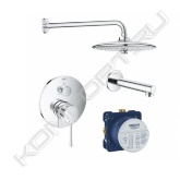 Общее описание <br/>  <br/> Немецкая компания Grohe производит надежную сантехническую арматуру, которая обладает отличным современным стилем и долговечностью, благодаря высококачественным материалам изготовления. Смесители Essence для душа, производимые компанией Grohe, являются не только экономичными и долговечными благодаря новейшим технологиям производства, а также обладают современным дизайном, который без труда впишется в любой интерьер.   <br/>  <br/> Основные характеристики <br/>  <br/> - Материал – латунь <br/> - Цвет - хром  <br/> - Давление воды – 1-5 бар <br/> - Рабочее давление – 10 бар <br/> - Испытательное давление – 16 бар <br/> - Вынос – 96 мм <br/> - Присоединительный размер – 1/2" <br/> - Запорный клапан – керамический картридж 46 мм <br/> - Расход при давлении воды 3 бар для ванны – 20 л/мин <br/> - Температура горячей воды на входе – max 80°С <br/> - Рекомендовано (экономия энергии) - 60°С <br/> - Вес – 3,5 кг <br/> - Количество монтажных отверстий – 2 <br/> - Монтаж – на стену <br/>  <br/> Возможности и назначение <br/>  <br/> Данная модель смесителей Essence для душа оборудована обратными клапанами, которые позволяют пропускать поток воды только в нужном направлении, что предотвращает возникновение обратного потока воды в корпусе смесителя в случае резкого падения давления. Смесители Essence для душа, производимые компанией Grohe, отличаются неповторимым качеством хода, благодаря картриджам, изготовленным по технологии Grohe SilkMove. Картриджи – это главный механизм смесителя,  картриджи фирмы Grohe комплектуются керамическими дисками, которые покрываются специальным покрытием Teflon,  что обеспечивает плавное скольжение относительно друг друга и как следствие точную регулировку напора и температуры воды. Применение смесителей Essence для душа, с открытыми водонагревателями не предусмотрено. Поверхность смесителей Essence для душа, производимых компанией Grohe, тщательно покрыта слоем высококачественного хрома, с помощью технологии Grohe StarLight, благодаря чему не тускнеет и обладает уникальной износоустойчивостью.  <br/>  <br/> Комплект поставки <br/>  <br/> - Смеситель для душа <br/> - S-образный эксцентрики <br/> - Техническое руководство <br/> - Инструкция по уходу <br/>  <br/> Дополнительная информация <br/>  <br/> Гарантийный срок эксплуатации смесителей, производимых компанией Grohe, составляет 5 лет. Компания Grohe стала одним из первых производителей сантехнического оборудования, сертифицировавших свою продукцию по новой классификационной системе WELL, способствующей переходу на рациональное водопотребление и обеспечивающая потребителей и профессионалов понятной системой сертификации. Система управления качеством, принятая в компании, была сертифицирована МОС 9001 в 1992 году.