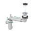 Сифон телескопический для раковины в ванной без перелива, с резиновой пробкой, Prevex - 