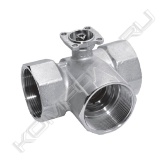 <span style="font-weight:bold;">3-ходовый регулирующий шаровой кран </span><br>• Закрытые системы горячей и холодной воды<br>• Для плавного регулирования воды в системах подготовки воздуха и отопления<br>• Полностью герметичен (регулирующий канал А—АВ)<br><span style="font-weight:bold;"><br>Управление:</span><br>Регулирующий клапан управляется при помощи поворотного электропривода . Поворотные электроприводы управляются стандартным сигналом 0...10 В= или по 3-позиционной схеме и поворачивают шар внутри крана – регулирующее устройство – в открытое положение согласно управляющему сигналу . Кран открывается в направлении против часовой стрелки и закрывается по часовой стрелке.<br>Равно-процентная характеристика потока обеспечивается встроенным корректирующим диском<br><br><span style="font-weight:bold;">Подходящие приводы для клапанов:</span><br><span style="font-weight:bold;">Ду 15:</span> KR24, KR230, KR24-SR, TRF24-2(-O), TR24, TR230-3, TRC24A-SR, TR24-SR, TRF24-SR(-O)<br><span style="font-weight:bold;">Ду 20:</span> LR24A(-S), LR230A(-S), NRFD230A-3(-S2)(-O), LRQ24A-SR, LRQ24A-SZ, LRC24A-SR, LR24A-SR, LRF24-SR, NR24A(-S), NR230A(-S), NRF230A-3(-S2)(-O), NRQ24A-SR, NRQ24A-SZ, NR24A-SR, NRF24A-SZ(-S2)(-O), SR24A(-S), SR230A(-S), SR24A-SR, SRF24A-SZ(-S2)(-O), SR24P, SR230P, SR24P-SR<br><span style="font-weight:bold;">Ду 25:</span> LR24A(-S), LR230A(-S), NRFD230A-3(-S2)(-O), LRQ24A-SR, LRQ24A-SZ, LRC24A-SR, LR24A-SR, LRF24-SR, NR24A(-S), NR230A(-S), NRF230A-3(-S2)(-O), NRQ24A-SR, NRQ24A-SZ, NR24A-SR, NRF24A-SZ(-S2)(-O), SR24A(-S), SR230A(-S), SR24A-SR, SRF24A-SZ(-S2)(-O), SR24P, SR230P, SR24P-SR<br><span style="font-weight:bold;">Ду 32:</span> NR24A(-S), NR230A(-S), NRF230A-3(-S2)(-O), NRQ24A-SR, NRQ24A-SZ, NR24A-SR, NRF24A-SZ(-S2)(-O), SR24A(-S), SR230A(-S), SR24A-SR, SRF24A-SZ(-S2)(-O), SR24P, SR230P, SR24P-SR<br><span style="font-weight:bold;">Ду 40 (R3040-16-S3):</span> NR24A(-S), NR230A(-S), NRF230A-3(-S2)(-O), NRQ24A-SR, NRQ24A-SZ, NR24A-SR, NRF24A-SZ(-S2)(-O), SR24A(-S), SR230A(-S), SR24A-SR, SRF24A-SZ(-S2)(-O), SR24P, SR230P, SR24P-SR<br><span style="font-weight:bold;">Ду 40 (R3040-25-S4):</span> SR24A(-S), SR230A(-S), SR24A-SR, SRF24A-SZ(-S2)(-O), SR24P, SR230P, SR24P-SR<br><span style="font-weight:bold;">Ду 50:</span> SR24A(-S), SR230A(-S), SR24A-SR, SRF24A-SZ(-S2)(-O), SR24P, SR230P, SR24P-SR