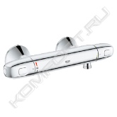 <span style="font-weight:bold;">Описание и характеристики:</span><br><br>• термостат для душа, DN 15<br>• настенный монтаж<br>• GROHE CoolTouch® - безопасный корпус<br>• GROHE StarLight® - хромированная поверхность<br>• GROHE TurboStat® - встроенный термоэлемент<br>• GROHE MetalGrip - эргономичная металлическая рукоятка<br>• стопор безопасности при 38°C<br>• GROHE EcoJoy® - технология совершенного потока, при уменьшенном расходе воды<br>• рукоятка расхода с экономичной кнопкой GROHE EcoButton и индивидуально устанавливаемым стопором<br>• встроенный стопор смешанной воды<br>• керамический вентиль 1/2", 180°<br>• отвод для душа снизу 1/2"<br>• встроенные обратные клапаны<br>• грязеулавливающие фильтры<br>• скрытые S-образные эксцентрики<br>• металлическая розетка<br>• с защитой от обратного потока<br>• минимальное давление 1,0 бар