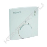 Проводной термостат 230 В. Двухпозиционный переключатель (DIP switch) для переключения режимов отопление/охлаждение. Подключается к контроллеру Uponor X-23 или напрямую к исполнительному механизму Uponor 230 В (1005605, 1013006, 1087763), до 5 исполнительных механизмов к 1 термостату.<br><br><span style="font-weight:bold;">Состоит из:</span><br>- Термостат со шкалой настройки<br>- Двухпозиционный переключатель режимов отопление/ охлаждение (DIP switch)<br><br><span style="font-weight:bold;">Функции:</span><br>- Простое управление<br>- Температурный диапазон 5-30°C<br>- Настройки температуры могут быть лимитированы механически путем перемещения ограничителей под дисковым регулятором<br>- Питание 230В<br><br>Соответствие: СЕ<br>Кабель: 4х1,5 мм2<br>Макс. длина кабеля: 100м
