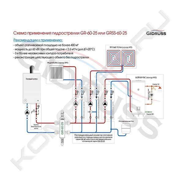 схема отопления без гидрострелки