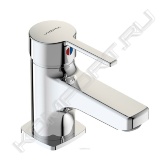 <span style="font-weight:bold;">Характеристики:</span><br>• установка: на раковину;<br>• система облегченного монтажа EasyFix: есть;<br>• материал корпуса и излива - 100% латунь;<br>• литой излив;<br>• длина излива: 103 мм;<br>• аэратор Coin: есть;<br>• керамический картридж 35 мм;<br>• металлическая рукоятка;<br>• система защиты рукоятки от нагревания Comfort Touch*: да;<br>• индикатор холодной/горячей воды: есть;<br>• подводка гибкая G1/2";<br>• гибкие шланги 400 мм;<br>• съемные шланги: да;<br>• донный клапан в комплекте: нет;<br>• штанга для установки донного клапана: нет;<br>• возможность установки нажимного донного клапана: есть.