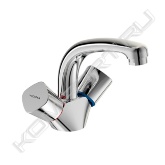 <span style="font-weight:bold;">Характеристики:</span><br>• установка: на раковину;<br>• система облегченного монтажа EasyFix: есть;<br>• материал корпуса и излива - 100% латунь;<br>• литой поворотный излив;<br>• угол поворота 360°;<br>• длина излива: 129 мм. (т0569)/107мм. (т0568);<br>• аэратор Perlator: есть;<br>• керамические кранбуксы пр-ва Германии с поворотом 180°;<br>• металлические рукоятки;<br>• система защиты рукоятки от нагревания Comfort Touch*: да;<br>• индикатор холодной/горячей воды: есть;<br>• подводка гибкая G3/8";<br>• переходник на G1/2" в комплекте;<br>• удлиненные шланги 550 мм;<br>• донный клапан в комплекте: нет;<br>• возможность установки донного клапана: нет;<br>• штанга для установки донного клапана: нет;<br>• возможность установки нажимного донного клапана: есть.