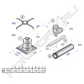 Части крепления, начала и окончания дымохода диаметром 80 мм <br><span style="font-weight:bold;"><br>Комплектация: </span><br>• окончание с проходным элементом для выхода на крышу;<br>• две звезды для центрирования; <br>• колено 90 град. с креплением; <br>• планка для крепления; <br>• участок дымохода диаметром 80 мм и длиной 500 мм
