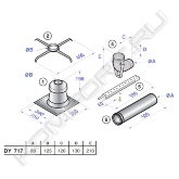 Части крепления, начала и окончания дымохода диаметром 80 мм <br><span style="font-weight:bold;"><br>Комплектация: </span><br>• окончание с проходным элементом для выхода на крышу;<br>• две звезды для центрирования; <br>• колено 90 град. с креплением; <br>• планка для крепления; <br>• участок дымохода диаметром 80 мм и длиной 500 мм<br>