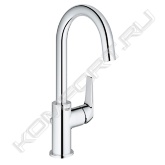 • монтаж на одно отверстие<br>• металлический рычаг<br>• GROHE Longlife керамический картиридж 28 мм<br>• GROHE StarLight хромированная поверхность<br>• GROHE EcoJoy 5,7 л/мин<br>• система быстрого монтажа<br>• поворотный трубкообразный излив<br>• сливной гарнитур 1 1/4", пластик<br>• гибкие соединительные шланги.