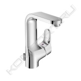 <span style="font-weight:bold;">Смеситель для умывальника VIDIMA ONE без донного клапана: </span><br> • С высоким фиксированным изливом, <br> • С отверстием под штангу донного клапана, <br> • Со штангой, <br> • Картридж с функцией HWTC (ограничение максимальной температуры горячей воды), <br> • С функцией CLICK (ограничение потока воды), <br> • Индикатор холодной/горячей воды, <br> • Гибкая подводка 3/8" (переходник на 1/2" в комплекте), <br> • Шланги 550 мм, <br> • Аэратор Cascade, <br> • Система монтажа EASY-FIX (облегченный монтаж).