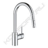 Высокий излив <br>монтаж на одно отверстие <br>GROHE StarLight хромированная поверхность <br>GROHE SilkMove керамический картридж 35 мм <br>GROHE EasyDock Легкое вытягивание и возврат на место выдвижного излив <br>GROHE Zero Раздельные пути подачи воды - не содержит никеля и свинца <br>выдвижная лейка Dual переключатель: ламинарный режим струи/душевой <br>режим струи SpeedClean <br>регулировка расхода воды <br>поворотный трубкообразный излив <br>радиус поворота 360° <br>с защитой от обратного потока <br>гибкая подводка система быстрого монтажа.<br>