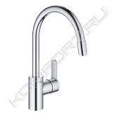 высокий излив <br>монтаж на одно отверстие <br>GROHE StarLight хромированная поверхность <br>GROHE SilkMove керамический картридж 35 мм <br>GROHE EasyDock Легкое вытягивание и возврат на место выдвижного излива <br>GROHE Zero Раздельные пути подачи воды - не содержит никеля и свинца <br>выдвижной излив с аэратором <br>регулировка расхода воды <br>поворотный трубкообразный излив <br>радиус поворота 360° с защитой от обратного потока <br>гибкая подводка <br>система быстрого монтажа.