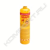 Специальная смесь MAPP GAS (Мапп Газ) для продуктивной пайки. В состав смеси не входит бутадиен, смесь обеспечивает температуру пламени до 2700°C и на 35% эффективнее пропана. МАПП цельный алюминиевый баллончик - специально разработанный безопасный газовый баллончик, проверенный в соответствии с требованиями TUV. Соединение резьбовое 7/16" EU<br><br>• Не содержит БУТАДИЕНА: безопасен для здоровья<br>• Баллончик весит меньше обычных стальных баллончиков (вес пустого баллончика всего 380 гр.): удобство эксплуатации<br>• Работает в любом положении (360°)<br>• Газовый баллончик проверен по TUV: повышенная безопасность для пользователя<br>• МАПП газ производится на современных установках, система дозирования которых имеет процессорное управление: гарантия постоянной максимальной интенсивности горения<br>• Специальная газовая смесь с исключительными характеристиками пламени: высокая температура пламени, наивысшая интенсивность горения и короткое время пайки<br>• Продолжительность горения примерно на 1/3 дольше, чем у пропана: более длительный срок службы.<br><br>MAPP газ - идеальная смесь для выполнения работ по пайке. Смесь сгорает на воздухе, температура пламени при этом до 2700 °С. Благодаря высокой температуре пламени, высокой интенсивности горения с помощью газовой смеси MAPP от Ротенбергер осуществляется пайка труб из меди и алюминия с использованием как твердого, так и мягкого припоя. МАПП газ дает возможность паять трубы отожженного и неотожженного качества с толщиной стенок до 1,5 мм.<br><br>Преимущества газовой смеси MAPP (МАПП):<br>• Высокая температура горения на воздухе (2700°C, что значительно выше, чем у пропано-бутановой смеси)<br>• Стабильность и безопасность в отличие от ацетиленовой смеси<br>• MAPP газ имеет большую эффективность при пайке по сравнению с пропаном<br>• Горелки, в которых используется МАПП газ, легко запускаются даже при низких внешних температурах<br>• МАПП газ безопасен для окружающей среды и здоровья человека, поскольку не содержит бутадиена.<br><br>MAPP® газ производится на современном оборудовании с системой дозирования с процессорным управлением, что гарантирует постоянную максимальную интенсивности горения. При использовании MAPP® газа от Ротенбергер не засоряются сопла горелок, максимальная температура горения достигается не более чем через 10 секунд. Газовые баллончики MAPP® от Ротенбергер изготавливают по уникальной технологии, что гарантирует отсутствие утечек топлива и обеспечивает безопасность при эксплуатации.<br>