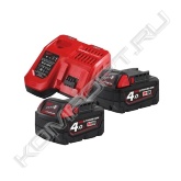 Особенности<br>- M18 B4 - M18™ 4.0 Ач аккумулятор<br>- M12-18 FC - M12™-M18™быстрое зарядное устройство