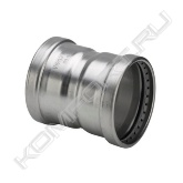 Муфта Sanpress Inox XL с SC‑Contur<br>- нержавеющая сталь<br>- пресс-соединение<br><span style="font-weight:bold;">комплектация</span><br>уплотнительные элементы EPDM, металлическое стопорное кольцо для надежной фиксации фитинга на трубе, разделительные уплотнения