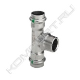 Тройник Sanpress Inox с SC‑Contur<br>- нержавеющая сталь<br>- пресс-соединение, Наружная резьба<br><span style="font-weight:bold;">комплектация</span><br>уплотнительные элементы EPDM, внешний многогранник для фиксации гаечным ключом