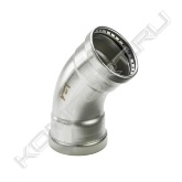 Отвод 45° Sanpress Inox XL с SC‑Contur<br>- нержавеющая сталь<br>- пресс-соединение<br><span style="font-weight:bold;">комплектация</span><br>уплотнительные элементы EPDM, металлическое стопорное кольцо для надежной фиксации фитинга на трубе, разделительные уплотнения