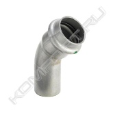 Отвод 45° Sanpress Inox с SC‑Contur<br>- нержавеющая сталь<br>- однораструбный соединительный элемент, пресс-соединение<br><span style="font-weight:bold;">комплектация</span><br>уплотнительный элемент EPDM