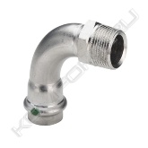Угольник переходной 90° Sanpress Inox с SC‑Contur<br>- нержавеющая сталь<br>- пресс-соединение, R-резьба<br><br>Комплектация<br>- уплотнительный элемент EPDM, внешний многогранник для фиксации гаечным ключом