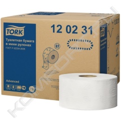 Бумага туалетная в рулонах Advanced T2 2-слойная 12 рулонов по 170 метров, Tork