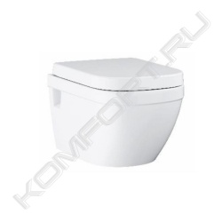 Унитаз подвесной Euro Ceramic, каскадный смыв, сиденье с микролифтом, Grohe