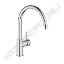 Смеситель BauClassic для мойки с высоким С-образным изливом, однорычажный, Grohe