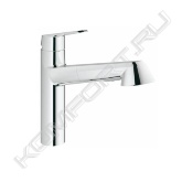 - средний излив <br>- монтаж на одно отверстие <br>- GROHE StarLight поверхность <br>- GROHE SilkMove керамический картридж 35 мм <br>- выдвижная лейка Dual <br>- автоматический переключатель аэратор/SpeedClean душевая струя <br>- автоматическое возвратное переключение на аэратор после выключения <br>- регулировка расхода воды <br>- поворотный литой излив <br>- зона поворота излива 100° <br>- с защитой от обратного потока <br>- гибкая подводка <br>- система быстрого монтажа <br>- минимальное давление 1,0 бар