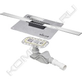Душевой лоток Advantix Cleviva с вкладкой Advantix Visign C1.<br> Для следующих случаев применения и использования со следующей продукцией: обмазочная гидроизоляция (душ в строительном исполнении).<br> Материал - нержавеющая сталь 1.4301.<br><br> Комплектация:<br> - профилированный корпус душевого лотка,<br> - вкладка,<br> - гидрозатвор,<br> - монтажный фланец,<br> - предварительно установленная на заводе уплотнительная манжета,<br> - компенсатор высоты,<br> - отводящий патрубок,<br> - сетчатый фильтр,<br> - комплект креплений<br><br> Высота столба жидкости в гидрозатворе - 50 мм<br> Пропускная способность при высоте подпора 10 мм - 0,5 л/с<br> Пропускная способность при высоте подпора 20 мм - 0,55 л/с<br><br> Указанная пропускная способность достигается с установленным сетчатым фильтром!<br>При использовании данной модели трапа, достаточное покрытие пола цементной стяжкой не представляется возможным, из-за высокого расположения выпуска. Проектировщикам необходимо это учитывать заранее. Одним из возможных решений на месте может быть изменение размера плитки и/или возможность цементации с эпоксидной смолой. Данные решения должны быть заранее предусмотрены в смете! <br> Контроль качества согласно DIN 1253