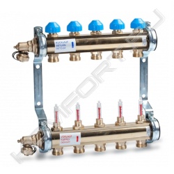 Коллекторная группа HKV-T из латуни для теплого пола с расходомерами, Watts