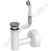 Описание: cифон для раковины Easy Clean d40, клапан белый, с переливом, накладка белая, сливная трубка d40 с розеткой, Click Clack бронза металл.<br> Сифон для раковины Prevex Easy Clean. Легкое обслуживание - одно из важных преимуществ сифонов серии Easy Clean. Теперь не придется пользоваться услугами специалиста, ведь выполнить прочистку сливного отверстия можно самостоятельно, затратив на процедуру не более минуты.<br> Характеристики:<br> - вид сифона - сифон с вертикальной очисткой, форма - бутылка<br> - материал - полипропилен<br> - система открывания/закрывания - Click Clack<br> - телескопическая регулировка сифона по высоте<br> - цвет - белый<br> - гидрозатвор<br> - монтаж - на раковину<br> Сифон Easy Clean доступен как для напольных, так и для настенных моделей. Как и все продукты Prevex, сифоны EasyClean произведены в соответствии с европейским стандартом EN-274.