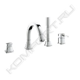 GROHE StarLight® хромированная поверхность<br> Состоит из<br> GROHE SilkMove® керамический картридж Ø 46 мм<br> Фиксатор для излива(смонтированный)<br> Элемент управления однорычажного cмесителя<br> Излив для ванны с аэратором и переключателем ванна/душ<br> Grandera ручной душ 7,6 л<br> Металлический душевой шланг<br> Подключение для душевого шланга<br> Гибкая подводка<br> С защитой от обратного потока<br> Минимальное давление 1,0 бар