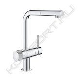 Общее описание <br/>  <br/> Концерн Grohe производит сантехническое оборудование вот уже почти восемьдесят лет, за это время компания приобрела репутацию производителя, чье имя ассоциируется с неизменно высоким качеством и технологиями наивысшего уровня. Однорычажные смесители Minta c высоким изливом для кухни, производимые компанией Grohe, являются оборудованием, которое обладает современным внешним видом, инновационными технологиями и приемлемой ценой. <br/>  <br/> Основные характеристики <br/>  <br/> - Материал - латунь <br/> - Давление воды – 1-5 бар <br/> - Рабочее давление – 10 бар <br/> - Испытательное давление – 16 бар <br/> - Расход при давлении воды 3 бар – 11 л/мин <br/> - Температура горячей воды на входе – max 80°С <br/> - Рекомендовано (экономия энергии) - 60°С <br/> - Запорный клапан – керамический картридж 46 мм <br/> - Высота излива – 356 мм <br/> - Вес –2,3 кг <br/> - Класс шума I по DIN 4109 <br/> - Количество монтажных отверстий – 1 <br/> - Форма излива – традиционная <br/> - Тип подводки – гибкая  <br/>  <br/> Возможности и назначение <br/>  <br/> Однорычажные смесители Minta с высоким изливом для кухни, производимые компанией Grohe, отличаются неповторимым качеством хода, благодаря картриджам, изготовленным по технологии Grohe SilkMove. Картриджи – это главный механизм смесителя,  картриджи фирмы Grohe комплектуются керамическими дисками, которые покрываются специальным покрытием Teflon,  что обеспечивает плавное скольжение относительно друг друга и как следствие точную регулировку напора и температуры воды.  Применение однорычажных смесителей Minta с высоким изливом для кухни с открытыми водонагревателями не предусмотрено. Данная модель однорычажных смесителей для кухни Minta с высоким изливом оборудована аэратором, который смешивает поток воды с кислородом, делая его тем самым мягче. Однорычажные смесители для кухни Minta с высоким изливом, производимые компанией Grohe,  оборудованы поворотным изливом, то есть, возможно, выбрать направление потока воды. Поверхность однорычажных смесителей Minta c высоким изливом для кухни, производимых компанией Grohe, тщательно покрыта слоем высококачественного хрома, с помощью технологии Grohe StarLight, благодаря чему не тускнеет и обладает уникальной износоустойчивостью.  <br/>  <br/> Комплект поставки <br/>  <br/> - Смеситель для мойки <br/> - Излив <br/> - Контргайка <br/> - Техническое руководство <br/> - Инструкция по уходу <br/>  <br/> Дополнительная информация <br/>  <br/> Гарантийный срок эксплуатации смесителей, производимых компанией Grohe, составляет 5 лет. Компания Grohe стала одним из первых производителей сантехнического оборудования, сертифицировавших свою продукцию по новой классификационной системе WELL, способствующей переходу на рациональное водопотребление и обеспечивающая потребителей и профессионалов понятной системой сертификации. Система управления качеством, принятая в компании, была сертифицирована МОС 9001 в 1992 году.