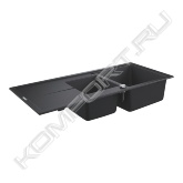 Особенности:<br>- модель: K400 80-C 116/50 1.5 оборачиваемая<br>- тип монтажа: стандартная встраиваемая<br>- материал: кварцевый композит<br>- GROHE Whisper<br>- мин. размер шкафа: 800 мм<br>- размеры: 1160 x 500 мм<br>- 1 чаша: 400 x 420 x 205 мм<br>- 2 чаша: 295 x 295 x 205 мм<br>- внешний радиус: R6, внутренний радиус чаши: R10<br>- GROHE FastFixation система быстрого монтажа<br>- требуемый размер отверстия в столешнице для установки мойки: 1140 x 480 мм<br>- монтаж мойки слева или справа<br>- клапан-автомат<br>- аксессуары: сливной клапан с поворотной ручкой, сливной гарнитур, корзинчатый вентиль, монтажный набор<br>- опция: автоматичекий сливной клапан с нажимным механизмом (40986SD0) приобретается отдельно<br>- количество крепежных элементов в комплекте (накладной монтаж) - 10