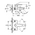 Смеситель для ванны BauEdge, однорычажный, настенный монтаж, Grohe
