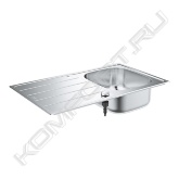 Особенности:<br>- модель: K200 45-S 86/50 1.0, оборачиваемая<br>- тип монтажа: стандартная встраиваемая<br>- материал: нержавеющая сталь AISI 304 (V2A)<br>- GROHE StarLight хромированная поверхность<br>- покрытие: матовое<br>- GROHE Whisper<br>- мин. размер шкафа: 450 мм<br>- размеры: 860 x 500 мм<br>- 1 чаша: 350 x 400 x 175 мм<br>- GROHE QuickFix быстрая монтажная система<br>- монтаж мойки слева или справа<br>- требуемый размер отверстия в столешнице для установки мойки: 840 x 480 мм<br>- отверстия: 2х35 мм<br>- клапан-автомат<br>- аксессуары: сливной гарнитур, корзинчатый вентиль, монтажный набор