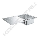 Особенности:<br>- модель: K500 45-S 86/50 1.0, оборачиваемая<br>- тип монтажа: стандартная встраиваемая<br>- материал: нержавеющая сталь AISI 304 (V2A)<br>- GROHE StarLight хромированная поверхность<br>- покрытие: сатиновое<br>- GROHE Whisper<br>- мин. размер шкафа: 450 мм<br>- размер: 860 x 500 мм<br>- 1 чаша: 340 x 420 x 185 мм<br>- монтаж мойки слева или справа<br>- GROHE QuickFix быстрая монтажная система<br>- требуемый размер отверстия в столешнице для установки мойки: 840 x 480 мм<br>- отверстия: 2х35 мм<br>- клапан-автомат<br>- аксессуары: сливной гарнитур, корзинка, монтажный набор