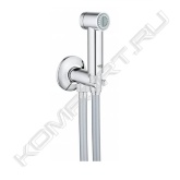 Включает в себя:<br>Гигиенический душ GROHE Sena Trigger Spray 35, хром (26328000)<br>-с нажимной кнопкой управления<br>-материал: металл<br>-GROHE StarLight хромированная поверхность<br>-с системой SpeedClean против известковых отложений<br>-универсальное крепление, подходящее к любому стандартному шлангу<br>-установка при давлении от 0,5 бар<br>Страна производства: Италия<br><br>Душевой шланг GROHE Silverflex Longlife 1250 мм, хром (26335000)<br>-длина: 1250 мм<br>-гладкая поверхность, легко чистится<br>-усиленное исполнение (Longlife)<br>-предел прочности 500 N<br>-максимальное давление опрессовки до 12 бар<br>-термостойкость до 75°C<br>-AntiFold защита от залома<br>-универсальное соединение G 1/2" x 1/2"<br>-поворотный конус для функции Twistfree<br>-GROHE StarLight хромированная поверхность<br>-блистерная упаковка<br>Страна производства: Германия<br>Нажимной запорный вентиль встроен в держатель для душа