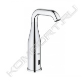 Общее описание <br/>  <br/> Компания Grohe предлагает оборудование для всех водоразборных точек в ванной комнате, постоянно вкладывает средства в разработку революционных технологий, обладающих практичными потребительскими свойствами. Инфракрасная электроника Eurosmart Cosmopolitan E со смешиванием, для раковины, произведена с применением ряда инновационных технологий и решений, позволяющих сэкономить потребление водных ресурсов, значительно упростить монтаж и установку смесителя. <br/>  <br/> Модификации <br/>  <br/> - Eurosmart Cosmopolitan E код №36327000 – с наружным регулятором температуры <br/> - Eurosmart Cosmopolitan E код №36330000 – с встроенным регулятором температуры <br/> - Eurosmart Cosmopolitan E код №36331000 – с наружным регулятором температуры, со сливным гарнитуром <br/> - Eurosmart Cosmopolitan E код №36325000 – с наружным регулятором температуры <br/> - Eurosmart Cosmopolitan E код №36324000 - для открытых водонагревателей <br/>  <br/> Основные характеристики <br/>  <br/> - Материал - латунь <br/> - Давление воды – 1-5 бар <br/> - Рабочее давление – 10 бар <br/> - Испытательное давление – 16 бар <br/> - Расход при давлении воды 3 бар – 6 л/мин <br/> - Температура горячей воды на входе – max 70°С <br/> - Рекомендовано (экономия энергии) - 60°С <br/> - Класс шума I по DIN 4109 <br/> - Количество монтажных отверстий – 1 <br/> - Форма излива – традиционная <br/> - Питание – 6 В, литиевая батарейка тип CR-P2; для моделей код № 36325000; 36324000 - 230 В <br/> - Автоматическое аварийное отключение – 60 секунд <br/> - Время задержки действия – 1 секунда <br/> - Диапазон зоны чувствительности  - приблизительно 13 см <br/> - Вид защиты – IP 59 K <br/>  <br/> Возможности и назначение <br/>  <br/> Механизм работы инфракрасной электроники Eurosmart Cosmopolitan E со смешиванием, для раковины, производимой Grohe, состоит в следующем, электронный смеситель включает подачу воды при включении инфракрасного датчика, расположенного в корпусе, при поднесении руки к изливу смесителя на уровень датчика. Регулировка температуры воды производится рукояткой, расположенной на корпусе, также есть модели со встроенным регулятором температуры. Поверхность инфракрасной электроники Eurosmart Cosmopolitan E со смешиванием, для раковины, тщательно покрыта слоем высококачественного хрома, благодаря чему не тускнеет и обладает уникальной износоустойчивостью.  <br/>  <br/> Дополнительная информация <br/>  <br/> Гарантийный срок эксплуатации смесителей, производимых компанией Grohe, составляет 5 лет. Компания Grohe стала одним из первых производителей сантехнического оборудования, сертифицировавших свою продукцию по новой классификационной системе WELL, способствующей переходу на рациональное водопотребление и обеспечивающая потребителей и профессионалов понятной системой сертификации. Система управления качеством, принятая в компании, была сертифицирована МОС 9001 в 1992 году.
