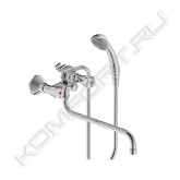 <span style="font-weight:bold;">-смеситель двухрычажный<br></span><br><span style="font-weight:bold;">-для ванны/душа<br></span><br><span style="font-weight:bold;">-установка на стену<br></span><br><span style="font-weight:bold;">-система облегченного монтажа SmartFix<br></span><br><span style="font-weight:bold;">-монтаж на стандартных эксцентриках (в комплекте: эксцентрики, металлические отражатели, уплотнительные прокладки)<br></span><br><span style="font-weight:bold;">-материал корпуса и излива: 100% латунь<br></span><br><span style="font-weight:bold;">-материал рукоятки: высокопрочный пластик<br></span><br><span style="font-weight:bold;">-трубчатый поворотный излив<br></span><br><span style="font-weight:bold;">-угол поворота излива 360°<br></span><br><span style="font-weight:bold;">-длина излива, мм: 320<br></span><br><span style="font-weight:bold;">-расстояние от стены до аэратора, мм: 377-381<br></span><br><span style="font-weight:bold;">-аэратор Perlator<br></span><br><span style="font-weight:bold;">-керамические кранбуксы пр-ва Германии с поворотом 180°<br></span><br><span style="font-weight:bold;">-система защиты рукоятки от нагревания Comfort Touch*<br></span><br><span style="font-weight:bold;">-индикатор холодной/горячей воды<br></span><br><span style="font-weight:bold;">-переключение «Ванна/Душ» и «Верхний душ/Ручной душ»: ручное (позволяет использовать функции “Верхний душ” и “Ручной душ” даже при очень низком давлении воды)<br></span><br><span style="font-weight:bold;">-душевой гарнитур в комплекте<br></span><br><span style="font-weight:bold;">-душевая лейка Ø70 мм<br></span><br><span style="font-weight:bold;">-шланг металлический 1500 мм<br></span><br><span style="font-weight:bold;">-настенный держатель для лейки<br></span><br><span style="font-weight:bold;">-цвет: Хром<br></span><br><span style="font-weight:bold;">-страна производства: Болгария<br></span><br><span style="font-weight:bold;">-гарантия: 5 лет<br></span><br><span style="font-weight:bold;">-срок службы: 15 лет</span>