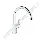 Общее описание <br/>  <br/> Концерн Grohe производит сантехническое оборудование вот уже почти восемьдесят лет, за это время компания приобрела репутацию производителя, чье имя ассоциируется с неизменно высоким качеством и технологиями наивысшего уровня. Однорычажные смесители Minta c высоким изливом для кухни, производимые компанией Grohe, являются оборудованием, которое обладает современным внешним видом, инновационными технологиями и приемлемой ценой. <br/>  <br/> Основные характеристики <br/>  <br/> - Материал - латунь <br/> - Давление воды – 1-5 бар <br/> - Рабочее давление – 10 бар <br/> - Испытательное давление – 16 бар <br/> - Расход при давлении воды 3 бар – 11 л/мин <br/> - Температура горячей воды на входе – max 80°С <br/> - Рекомендовано (экономия энергии) - 60°С <br/> - Запорный клапан – керамический картридж 46 мм <br/> - Высота излива – 356 мм <br/> - Вес –2,3 кг <br/> - Класс шума I по DIN 4109 <br/> - Количество монтажных отверстий – 1 <br/> - Форма излива – традиционная <br/> - Тип подводки – гибкая  <br/>  <br/> Возможности и назначение <br/>  <br/> Однорычажные смесители Minta с высоким изливом для кухни, производимые компанией Grohe, отличаются неповторимым качеством хода, благодаря картриджам, изготовленным по технологии Grohe SilkMove. Картриджи – это главный механизм смесителя,  картриджи фирмы Grohe комплектуются керамическими дисками, которые покрываются специальным покрытием Teflon,  что обеспечивает плавное скольжение относительно друг друга и как следствие точную регулировку напора и температуры воды.  Применение однорычажных смесителей Minta с высоким изливом для кухни с открытыми водонагревателями не предусмотрено. Данная модель однорычажных смесителей для кухни Minta с высоким изливом оборудована аэратором, который смешивает поток воды с кислородом, делая его тем самым мягче. Однорычажные смесители для кухни Minta с высоким изливом, производимые компанией Grohe,  оборудованы поворотным изливом, то есть, возможно, выбрать направление потока воды. Поверхность однорычажных смесителей Minta c высоким изливом для кухни, производимых компанией Grohe, тщательно покрыта слоем высококачественного хрома, с помощью технологии Grohe StarLight, благодаря чему не тускнеет и обладает уникальной износоустойчивостью.  <br/>  <br/> Комплект поставки <br/>  <br/> - Смеситель для мойки <br/> - Излив <br/> - Контргайка <br/> - Техническое руководство <br/> - Инструкция по уходу <br/>  <br/> Дополнительная информация <br/>  <br/> Гарантийный срок эксплуатации смесителей, производимых компанией Grohe, составляет 5 лет. Компания Grohe стала одним из первых производителей сантехнического оборудования, сертифицировавших свою продукцию по новой классификационной системе WELL, способствующей переходу на рациональное водопотребление и обеспечивающая потребителей и профессионалов понятной системой сертификации. Система управления качеством, принятая в компании, была сертифицирована МОС 9001 в 1992 году.