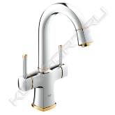 Монтаж на одно отверстие<br> GROHE StarLight® хромированная поверхность<br> GROHE EcoJoy® - технология совершенного потока при уменьшенном расходе воды<br> Керамические вентили, для горячей и холодной воды, 1/2″ - 90°<br> GROHE AquaGuide® регулируемый аэратор 5.7 л/мин<br> Поворотный излив<br> Сливной гарнитур 1 1/4″<br> Гибкая подводка<br> Минимальное давление 1,0 бар<br><br>