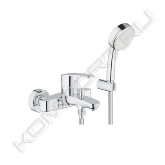 Особенности:<br>- настенный монтаж <br>- металлический рычаг <br>- GROHE SilkMove керамический картридж Ø 46 мм <br>- GROHE StarLight хромированная поверхность <br>- регулировка расхода воды <br>- автоматический переключатель: ванна/душ <br>- аэратор <br>- встроенный обратный клапан в душевом отводе 1/2" <br>- скрытые S-образные эксцентрики <br>- с защитой от обратного потока <br>- дополнительный ограничитель температуры (46 308 000) <br>- с душевым набором <br>- Tempesta Cosmopolitan 100 Ручной душ, 2 режима струи(27 571) <br>- Настенный держатель (27 056) <br>- душевой шланг Relexaflex 1500 мм 1/2" x 1/2" (28 151)