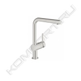 Общее описание <br/>  <br/> Концерн Grohe производит сантехническое оборудование вот уже почти восемьдесят лет, за это время компания приобрела репутацию производителя, чье имя ассоциируется с неизменно высоким качеством и технологиями наивысшего уровня. Однорычажные смесители Minta c высоким изливом для кухни, производимые компанией Grohe, являются оборудованием, которое обладает современным внешним видом, инновационными технологиями и приемлемой ценой. <br/>  <br/> Основные характеристики <br/>  <br/> - Материал - латунь <br/> - Давление воды – 1-5 бар <br/> - Рабочее давление – 10 бар <br/> - Испытательное давление – 16 бар <br/> - Расход при давлении воды 3 бар – 11 л/мин <br/> - Температура горячей воды на входе – max 80°С <br/> - Рекомендовано (экономия энергии) - 60°С <br/> - Запорный клапан – керамический картридж 46 мм <br/> - Высота излива – 356 мм <br/> - Вес –2,3 кг <br/> - Класс шума I по DIN 4109 <br/> - Количество монтажных отверстий – 1 <br/> - Форма излива – традиционная <br/> - Тип подводки – гибкая  <br/>  <br/> Возможности и назначение <br/>  <br/> Однорычажные смесители Minta с высоким изливом для кухни, производимые компанией Grohe, отличаются неповторимым качеством хода, благодаря картриджам, изготовленным по технологии Grohe SilkMove. Картриджи – это главный механизм смесителя,  картриджи фирмы Grohe комплектуются керамическими дисками, которые покрываются специальным покрытием Teflon,  что обеспечивает плавное скольжение относительно друг друга и как следствие точную регулировку напора и температуры воды.  Применение однорычажных смесителей Minta с высоким изливом для кухни с открытыми водонагревателями не предусмотрено. Данная модель однорычажных смесителей для кухни Minta с высоким изливом оборудована аэратором, который смешивает поток воды с кислородом, делая его тем самым мягче. Однорычажные смесители для кухни Minta с высоким изливом, производимые компанией Grohe,  оборудованы поворотным изливом, то есть, возможно, выбрать направление потока воды. Поверхность однорычажных смесителей Minta c высоким изливом для кухни, производимых компанией Grohe, тщательно покрыта слоем высококачественного хрома, с помощью технологии Grohe StarLight, благодаря чему не тускнеет и обладает уникальной износоустойчивостью.  <br/>  <br/> Комплект поставки <br/>  <br/> - Смеситель для мойки <br/> - Излив <br/> - Контргайка <br/> - Техническое руководство <br/> - Инструкция по уходу <br/>  <br/> Дополнительная информация <br/>  <br/> Гарантийный срок эксплуатации смесителей, производимых компанией Grohe, составляет 5 лет. Компания Grohe стала одним из первых производителей сантехнического оборудования, сертифицировавших свою продукцию по новой классификационной системе WELL, способствующей переходу на рациональное водопотребление и обеспечивающая потребителей и профессионалов понятной системой сертификации. Система управления качеством, принятая в компании, была сертифицирована МОС 9001 в 1992 году.