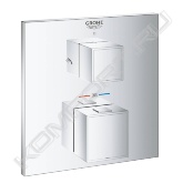 комплект верхней монтажной части для GROHE Rapido SmartBox 35600000<br> GROHE TurboStat встроенный термоэлемент<br> GROHE StarLight хромированная поверхность<br> с настенными розетками GROHE QuickFix (скрытые эксцентрики, уплотнение, скрытый монтаж)<br> металлическая накладная панель, регулируемая на 6°<br> графическое изображение: верхний душ и ручной душ<br> GROHE SafeStop стопор безопасности при 38°C<br> GROHE SafeStop Plus опционно ограничитель температуры на 43°C / 46°C, включен<br> GROHE AquaDimmer<br> встроенный переключатель распределения расхода: выход B = 27 л/мин, выход C = 30 л/мин<br> без встроенного механизма