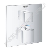 комплект верхней монтажной части для GROHE Rapido SmartBox 35600000<br> GROHE TurboStat встроенный термоэлемент<br> GROHE StarLight хромированная поверхность<br> с настенными розетками GROHE QuickFix (скрытые эксцентрики, уплотнение, скрытый монтаж)<br> металлическая накладная панель, регулируемая на 6°<br> графическое изображение: верхний душ и ручной душ<br> GROHE SafeStop стопор безопасности при 38°C<br> GROHE SafeStop Plus опционно ограничитель температуры на 43°C / 46°C, включен<br> GROHE AquaDimmer<br> встроенный переключатель распределения расхода: выход B = 27 л/мин, выход C = 30 л/мин<br> без встроенного механизма<br>