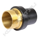 Переход SDR11, позволяющий сделать разъемное соединение полиэтиленового и металлического трубопровода. Имеет наружную резьбу на латунной части фитинга.<br>Материал перехода: полиэтилен высокой плотности 100 кг/м3 / латунь;<br>Максимальное давление: 1,6 МПа.