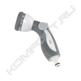 Многофункциональный разбрызгиватель категории Комфорт (COMFORT) применяется для полива и орошения растений и кустарников на садовом участке. Подключается к шлангу при помощи стандартного быстроразъемного соединения и совместим со всеми представленными на рынке системами из пластика. Имеет 8 различных режимов струи воды. Регулировка напора воды осуществляется с помощью большого пальца при помощи удобного переключателя на рукоятке разбрызгивателя. Благодаря использованию специального противоскользящего пластика (soft grip) на рукоятке разбрызгиватель не выскальзывает из рук в процессе работы. Изготовлен из высококачественного пластика для обеспечения длительного срока эксплуатации.